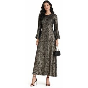 Simkhai‎ Black Gold Metallic Jacquard Maxi Dress Size 6 Evening Gala Formal